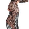 AYMENII Boudoir Maternity Long Sleeve Lace Dress Milk Bath Photoshoot Gown Sexy Women