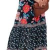 Akivide Women's Mexican Floral Print Off Shoulder Maxi Dress Summer Sleeveless Long