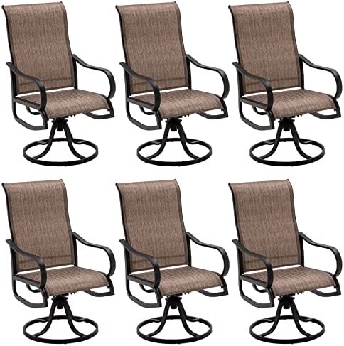Amopatio High Back Patio Dining Chairs Set of 6，All Weather Swivel Patio Chairs,