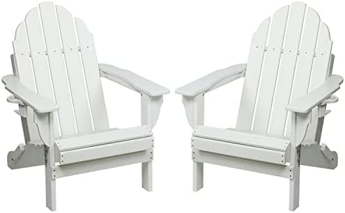 Aoodor Folding Adirondack Chair Patio Chair 2-Piece Outdoor Weather Resistant Painted