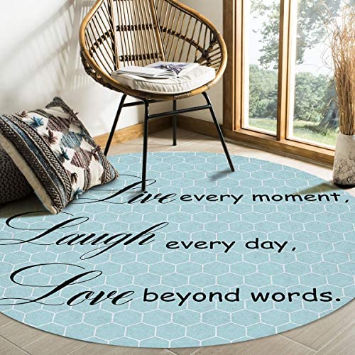 Art Black Positive Energy Live - Laugh - Love Round Area Rugs 5ft - Soft Area Rug for