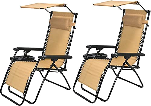 BTEXPERT CC5044BG-2 Zero Gravity Chair Lounge Outdoor Pool Patio Beach Yard Garden