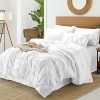 BYSURE Summer Comforter Full/Queen Sets with Sheets, 8-Pieces White Pinch Pleated Bed