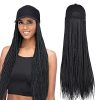 Baseball Cap Wig Box Braid Hair Extensions with Adjustable Hat Black Color Synthetic