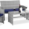 Best Choice Products 4-Piece Wicker Patio Conversation Furniture Set w/ 4 Seats,