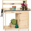 Best Choice Products Outdoor Garden Wooden Potting Bench Work Station w/Metal Table