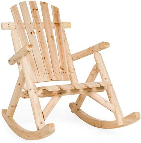 Best Choice Products Wooden Rocking Chair Outdoor Wood Rocker Adirondack Lounger