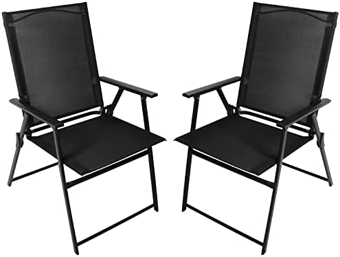 Bigroof Outdoor Patio Dining Chairs Folding Chairs Set of 2, Outdoor Sling Portable