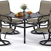 Bigroof Patio Dining Set 5 Pieces, Outdoor Metal Furniture Set for 4, 37" Black