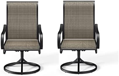 Bigroof Patio Swivel Chairs Metal Mesh Dining Chairs Set of 2 with Textilene Fabric,
