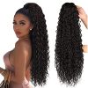 Brown Ponytail Extensions-Curly Drawstring Ponytail-Extension real human hair Feeling
