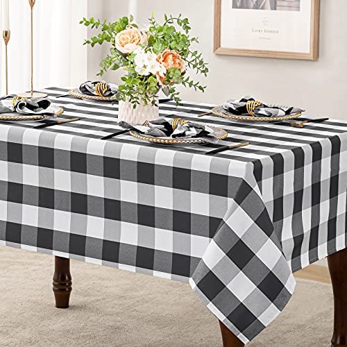 Buffalo Check Tablecloth Rectangle 60 x 120 Inch, Wrinkle Resistant Waterproof Table