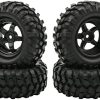 Buggy Rubber Tires + 5 Spoke Wheel Rim for RC HSP 1:10 Off-Road Pack of 4