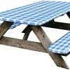 CAMPER MATTERS Picnic Table Cover and Bench Covers with Elastic Edge for Outdoor