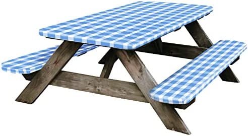 CAMPER MATTERS Picnic Table Cover and Bench Covers with Elastic Edge for Outdoor
