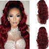 CINHOO 24 Inch Long Body Wavy Drawstring Ponytail Clip in Red Ponytail Extension