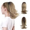 CJL HAIR 12 Inch Short Ombre Blonde Curly Claw Clip Ponytail Extension Fake Faux