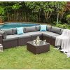 COSIEST 7-Piece Outdoor Patio Furniture Chocolate Brown Wicker Executive Sectional