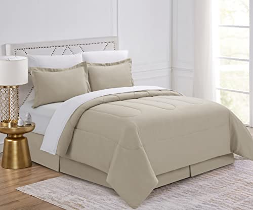 Cathay Home Basic Bedding Home Essential Ultra Soft All Season 8PC Wrinkle Resistant