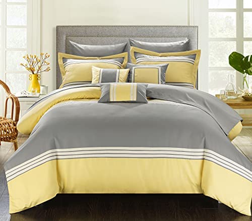 Chic Home 10 Piece Falcon Bed in a Bag Comforter Set, King, Yellow