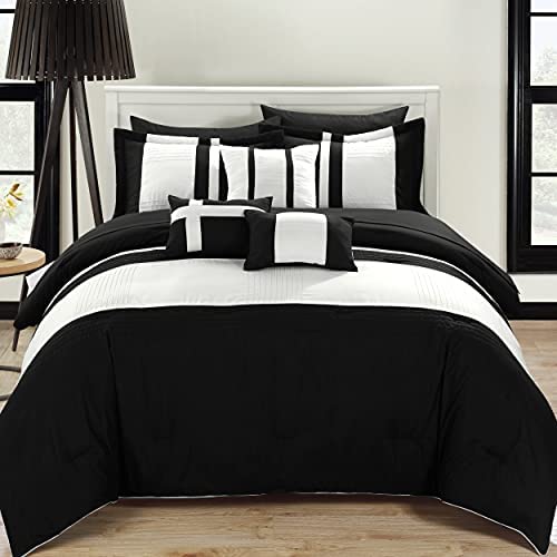 Chic Home 10-Piece Fiesta Bed-in-a-Bag Comforter Set, King, Black