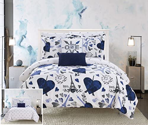 Chic Home BCS15976-AN Le Marias 9 Piece Reversible Comforter Paris is Love Inspired