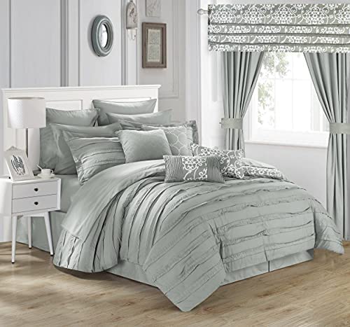 Chic Home Hailee 24 Piece Comforter Set Complete Bed in a Bag Pleated Ruffles and