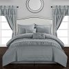 Chic Home Mykonos 20 Piece Comforter Set Striped Ruched Ruffled Embossed Bag Sheets