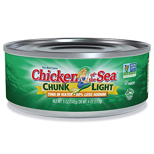 Chicken of the Sea Tuna Chunk Light in Water, 50% Less Sodium, 5-Ounce Cans (Pack of