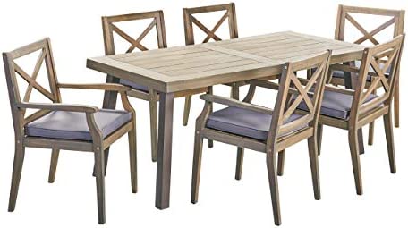Christopher Knight Home 305777 Justin Outdoor 7 Piece Acacia Wood Dining Set, Teak,