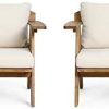 Christopher Knight Home Arcola Outdoor Acacia Wood Club Chairs with Cushions (Set 2),