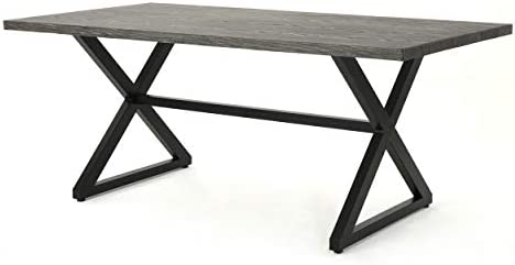 Christopher Knight Home Rolando Outdoor Aluminum Dining Table with Steel Frame, Grey