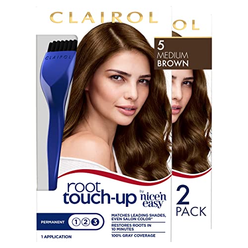 Clairol Root Touch-Up by Nice'n Easy Permanent Hair Dye, 5 Medium Brown Hair Color, 2