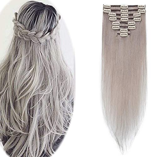 Clip in Hair Extensions 100% Human Hair 10 Inch Thin 50g Standard Weft 8 Pcs 18 Clips