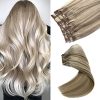 Clip in Hair Extensions, Dirty Blonde to Blonde Highlights Remy Human Hair Clip-in