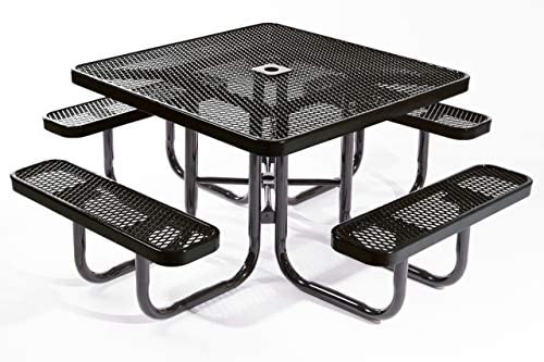 Coated OutdoorFurnitureHeavy Duty Square Portable Picnic Table, 46-Inch, Gloss Black