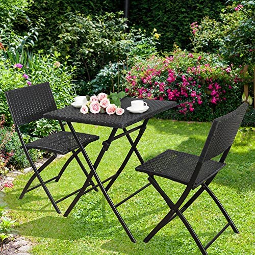 Cozy Castle Patio Furniture Set 3-Piece, Outdoor Bistro Table and Chairs, All-Weather