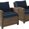 Crosley Furniture KO70026WB-NV Bradenton Outdoor Wicker Arm Chairs (Set of 2), Brown