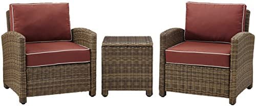 Crosley Furniture KO70052WB-SG Bradenton Outdoor Wicker 3-Piece Seating Set (2 Arm