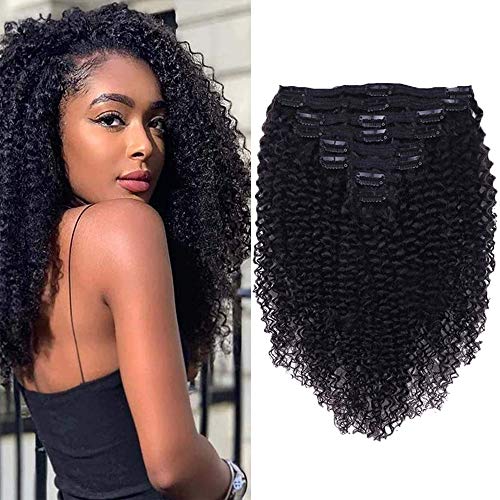 Curly Clip In Extension Human Hair 3C 4A Kinky Curly Clip Ins Full Head for Black
