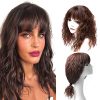 Curly Clip in Hair Toppers with Bangs 18" Synthetic Topper Hairpiece Wiglet for Women