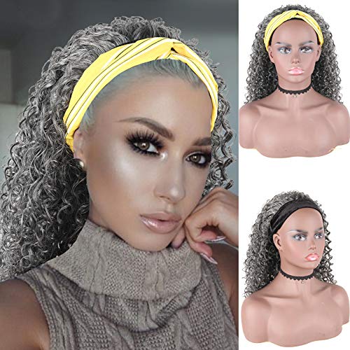 Curly Wave Loose Wave Headband Wigs with Headbands Attached Half Wigs for Black Women