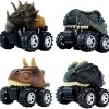 DINOBROS Pull Back Dinosaur Car Toys 4 Pack Dino Toys for 3 Year Old Boys and