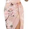 Dearlove Women's Casual Off The Shoulder Floral Print High Slit Evening Party Dress