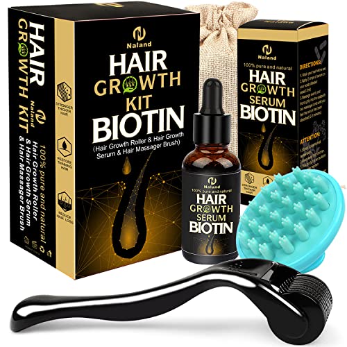 Derma Roller for Hair Growth, Biotin Hair Growth Oil Serum, Hair Scalp Massager Helps