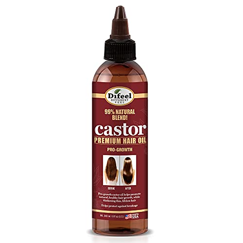 Difeel 99% Natural Premium Hair Oil - Pro-Growth Castor Hair Oil 8 oz.