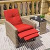 Domi Indoor & Outdoor Recliner, All-Weather Wicker Reclining Patio Chair with Side