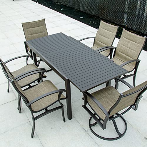 Domi Outdoor Living 7 pcs Patio Dining Set,Table and Chairs Set with Extendable 6-8