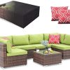 ELPOSUN 7 Pieces Outdoor Patio Furniture Set, All Weather Wicker Rattan Sectional