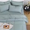 EMME Bedding Comforter Set Queen 7-Pieces Aqua Blue, Down Alternative Brushed Bedding